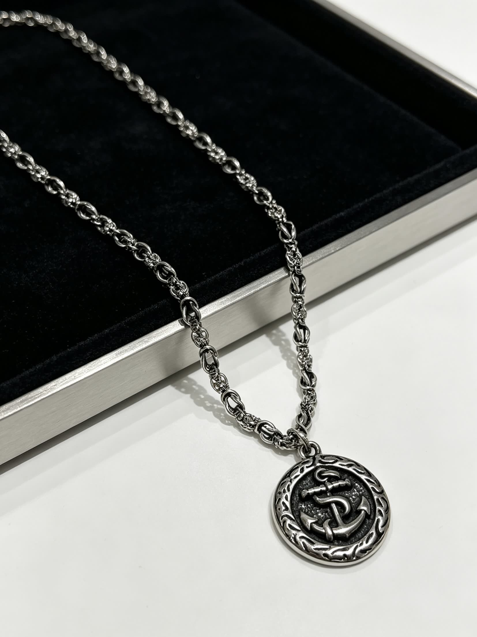 Chrome Hearts Silver Anchor Pendant Necklace